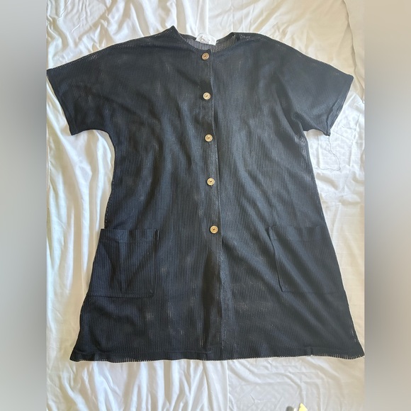 Vintage Sheer Swim Coverup Dress with Pockets - Picture 1 of 3